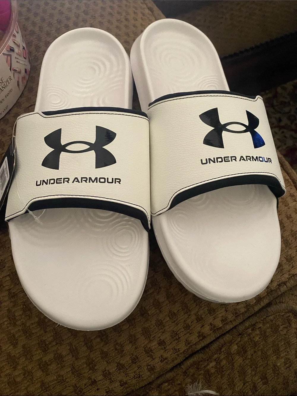 Under Armour White and Black Men's Slide Sandals